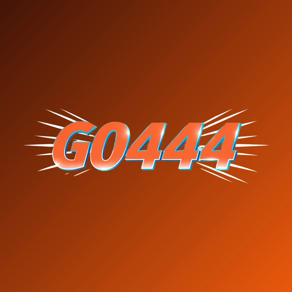 Powerful sports logo for G0444 featuring bold italic lettering in bright orange, blue, and white colors with speed lines and energetic motion effects on a transparent background, designed as a wide horizontal rectangular wordmark for a website header